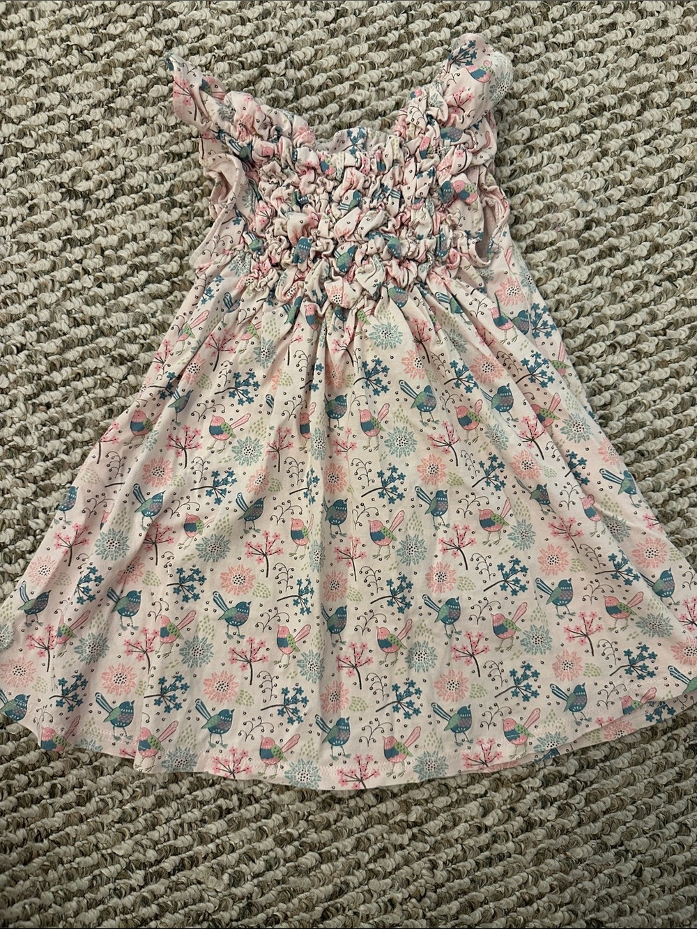 Smocked Pink Bird & Floral Sundress for Girls